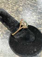 Lady's Green Stone & Diamond Ring 8 Diamonds .08 Carat TW Size 9
